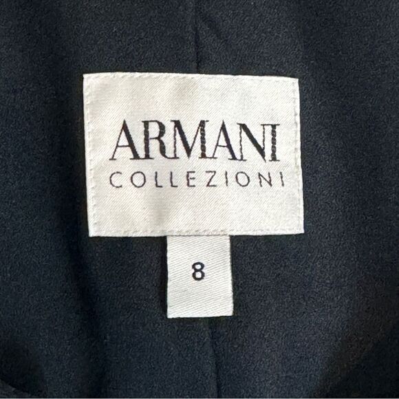 Armani Collezioni VTG Embossed Black Wool Silk Tailored Blazer 8 90s - Picture 5 of 10